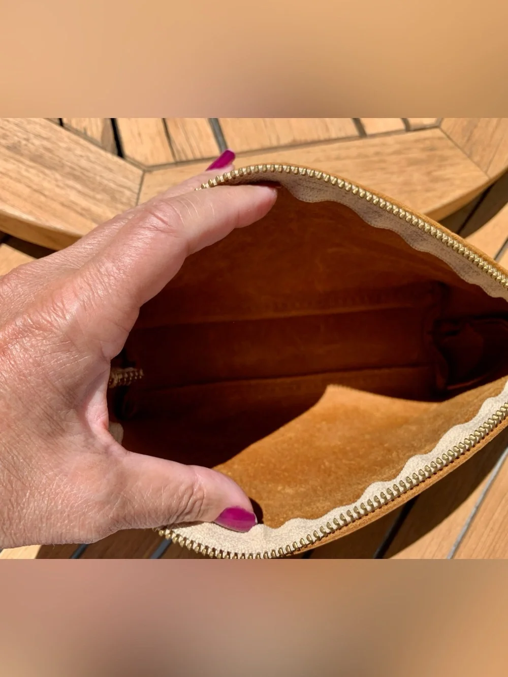 Portland Leather Goods Leather Cosmetic Pouch with Zipper Charm